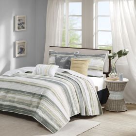 6 Piece Printed Quilt Set with Throw Pillows Yellow Full/Queen