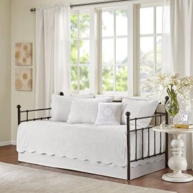 6 Piece Reversible Scalloped Edge Daybed Cover Set White Daybed