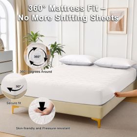 Diamond Grid Ultrasonic Waterproof Mattress Protector, twin (Color: White)