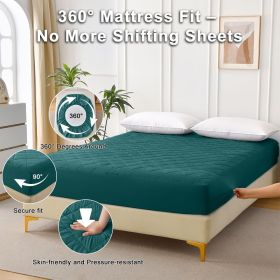Diamond Grid Ultrasonic Waterproof Mattress Protector, twin (Color: green)